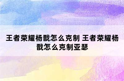 王者荣耀杨戬怎么克制 王者荣耀杨戬怎么克制亚瑟